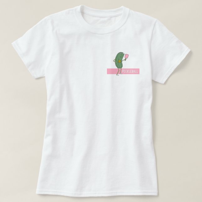 Camiseta Whimsical Pickle Pickleball para mulheres (Frente do Design)