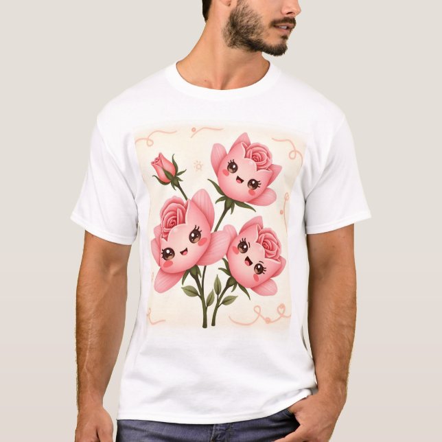 Camiseta Whimsical Rose Buddies (Frente)