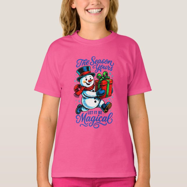 Camiseta Whimsical Snowman Christmas Tee Festive Holiday (Frente)