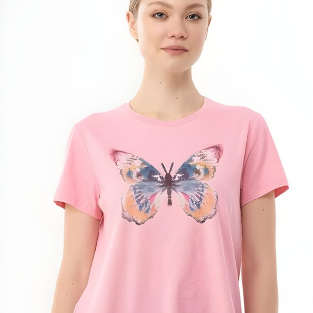 Camiseta Whimsical Watercolor Butterfly Graphic Pastel Pink (Criador carregado)