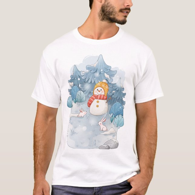Camiseta Whimsical Winter Wonderland Snowman (Frente)