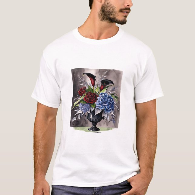 Camiseta Whimsigothic - Vase Floral Gótica, Ácido Esético (Frente)