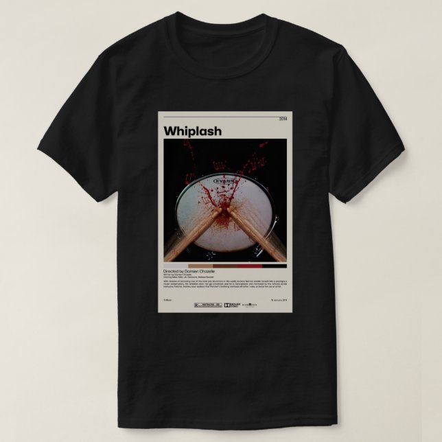 Camiseta Whiplash Damien Chazelle Minimalist Poster de film (Frente do Design)
