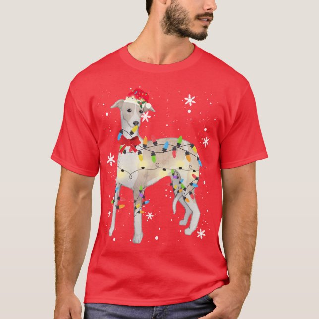 Camiseta Whippet Dog Christmas Light Xmas Mom Dad Gifts fri (Frente)