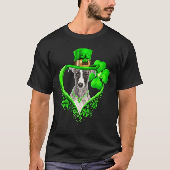 Camiseta Whippet Dog St Patricks Day Lover Irish Shamrock (Frente)