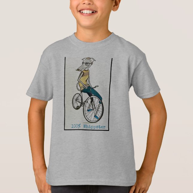 Camiseta Whippet em uma bicicleta (Frente)