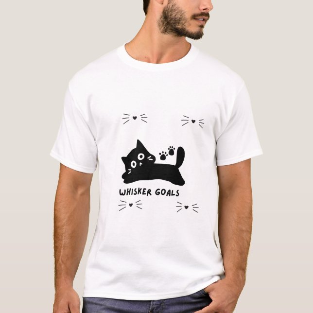 Camiseta Whisker Goals Cat Silhouette (Frente)