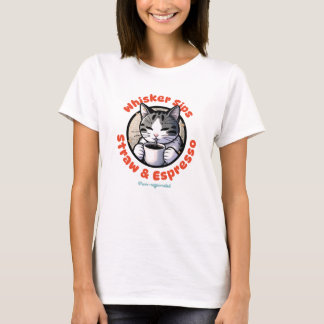 Camiseta Whisker Sips Coffee Cat Charm