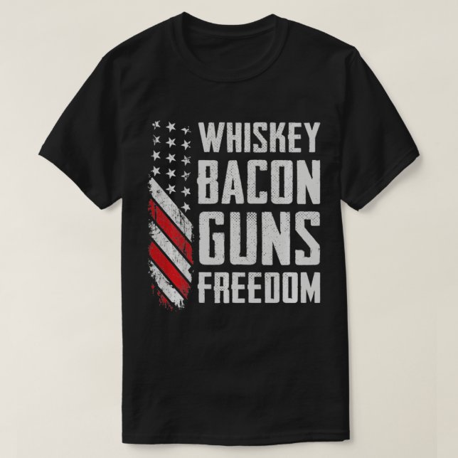 Camiseta Whiskey Bacon brinca com o Bebendo do CHURRASCO da (Frente do Design)