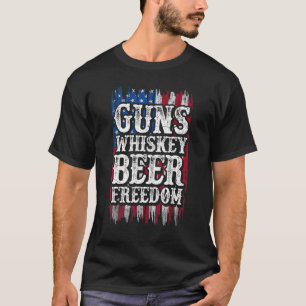 Camiseta Whiskey Beer Freedom Graphic American Flag USA Pat