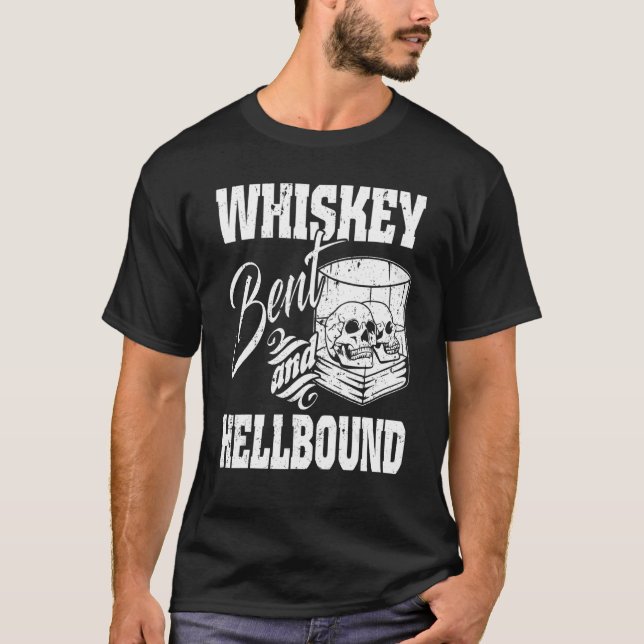 Camiseta Whiskey Bent and Hellbound White Skulls Wine Gla (Frente)