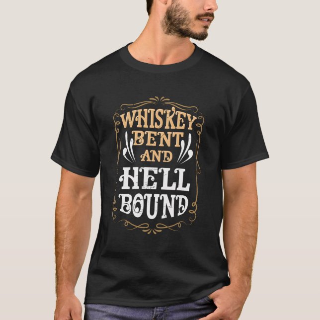 Camiseta Whiskey Bent E Hellbound - Design Country Biker Bo (Frente)