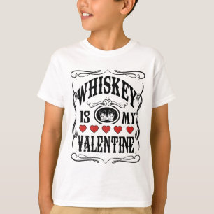 Camiseta Whiskey é Meu Namorado Retro Cowboy Impressão Dupl