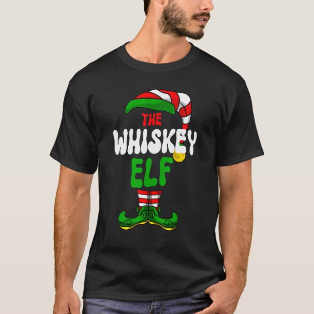 Camiseta Whiskey Elf Pajama Matching Group Holida de Natal (Frente)
