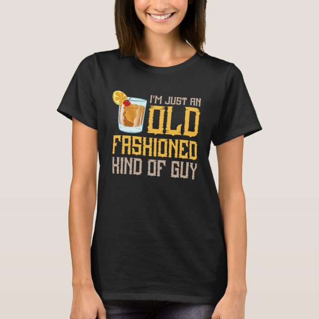 Camiseta Whiskey, Recipiente de Cocktail de Bebida Velha (Frente)