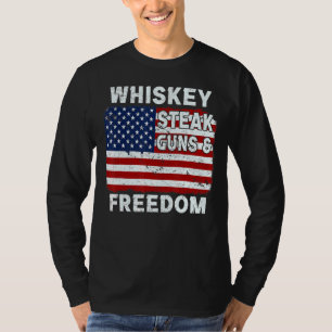 Camiseta Whiskey Steak Guns e Freedom American Flag 4th O