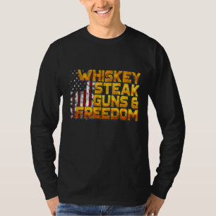 Camiseta Whiskey Steak Guns & Freedom Patriotic American Fl