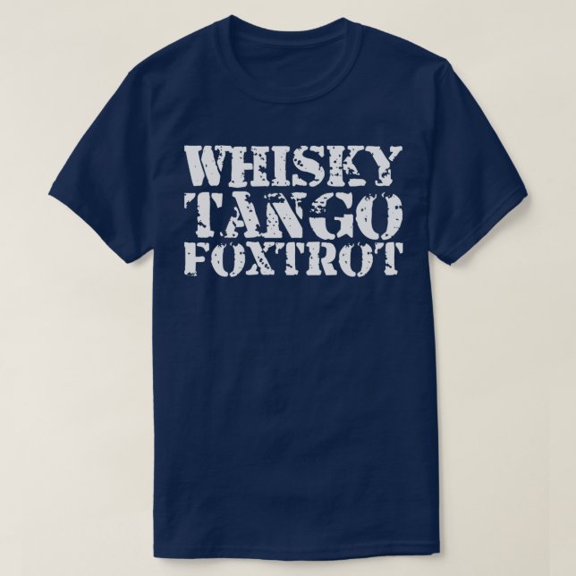 Camiseta whisky tango foxtrot bartender bebida vinho (Frente do Design)