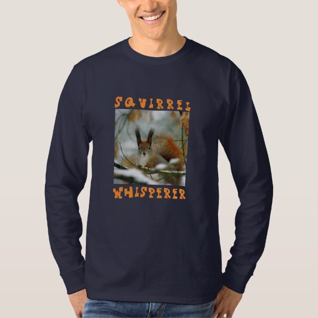 Camiseta Whisperer de esquilo/Esquilo engraçado no inverno (Frente)