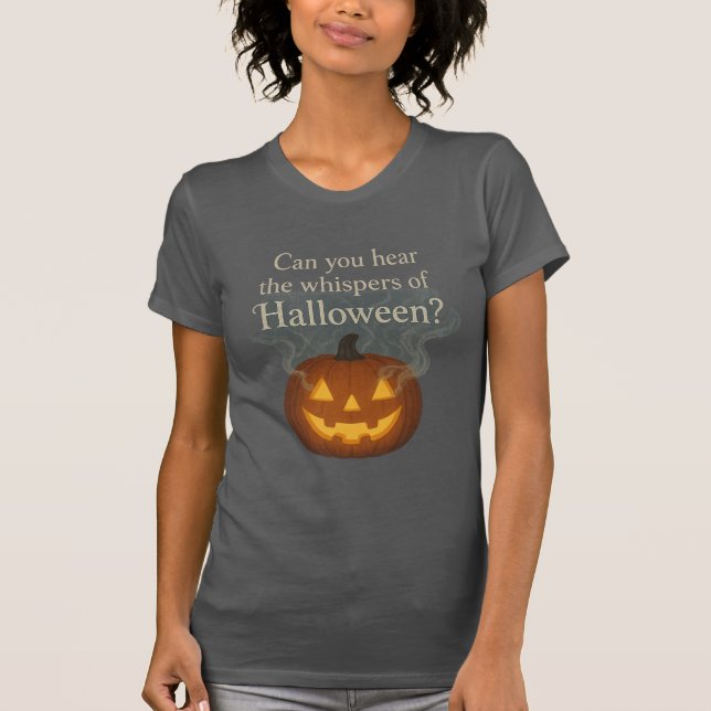 Camiseta Whispers of Halloween Glowing Pumpkin Art (Frente)