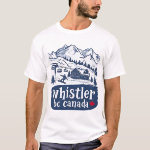 Camiseta Whistler BC Canadá Minimalista Azul Snowboarding