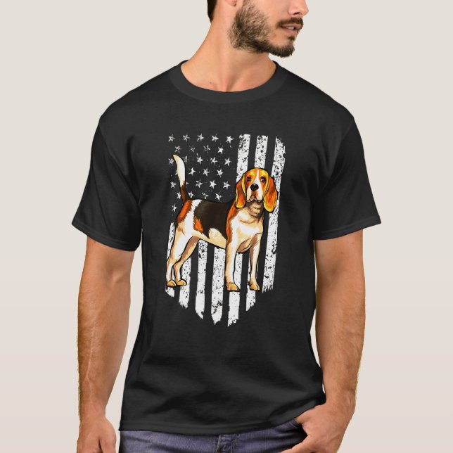Camiseta White American Flag Beagle (Frente)