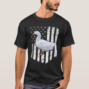Camiseta White American Flag Duck 4 De Julho Animal Fazenda