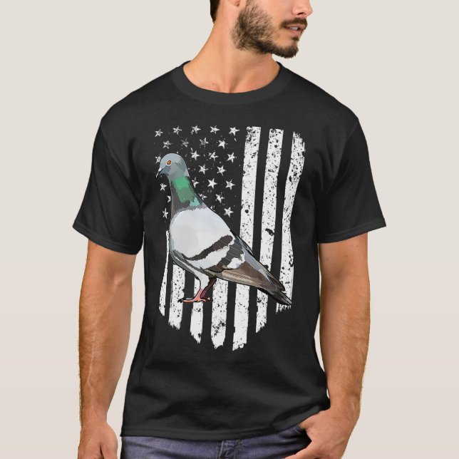 Camiseta White American Flag Pigeon Bird 4 de julho (Frente)