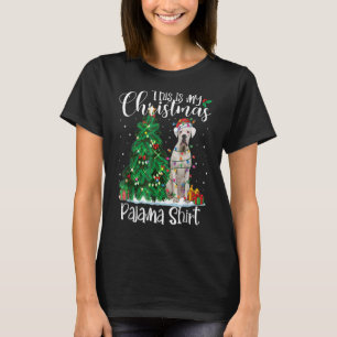 Camiseta White Boxer Christmas Lights Pajama Dog Xmas