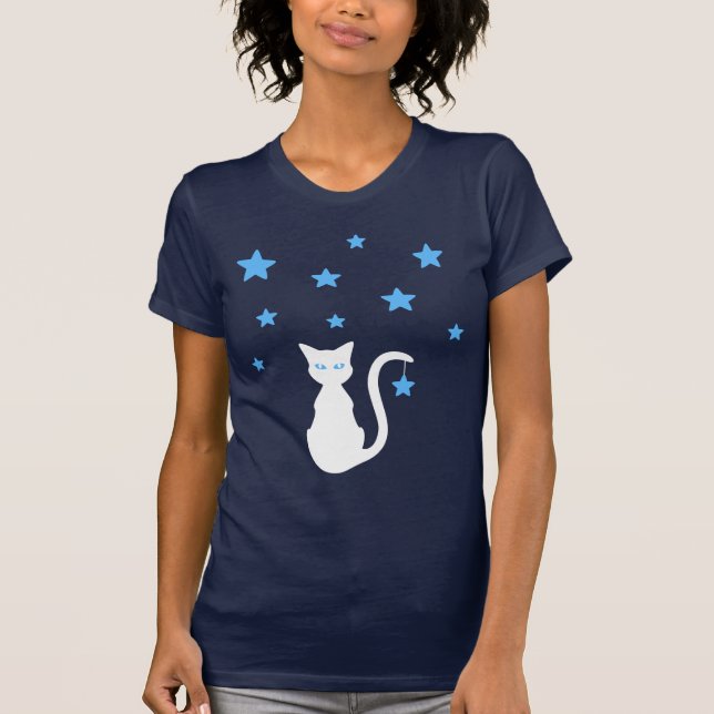 Camiseta White Cat Stars T-Shirt (Frente)