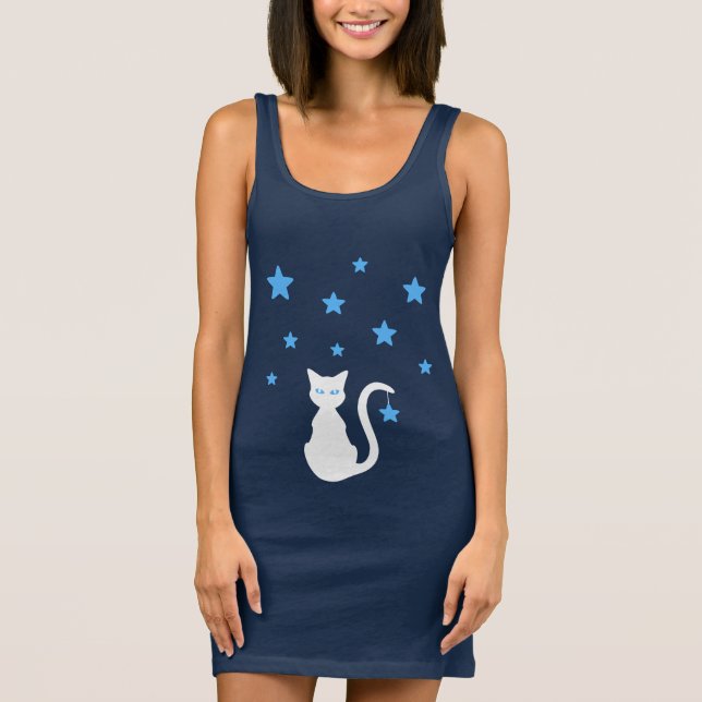 Camiseta White Cat Stars T-Shirt (Frente)