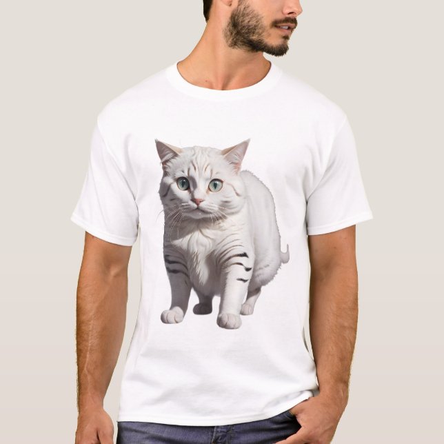 Camiseta White Cat with Subtle Gray Tabby Markings (Frente)