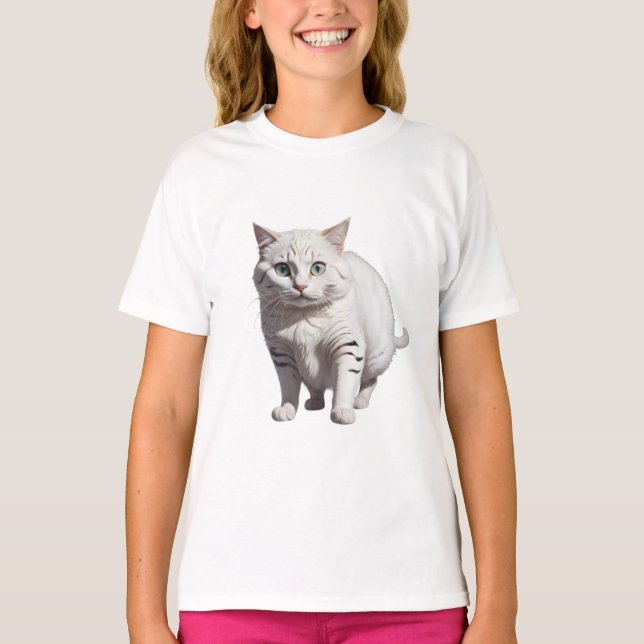 Camiseta White Cat with Subtle Gray Tabby Markings (Frente)