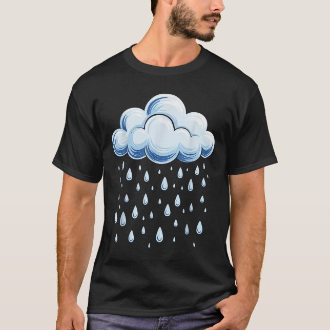 Camiseta White Clouds Rain Drop Shirt Adult Kids Men Women  (Frente)