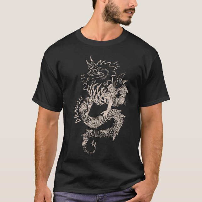 Camiseta White Dragon Sketch Graphic Design (Frente)