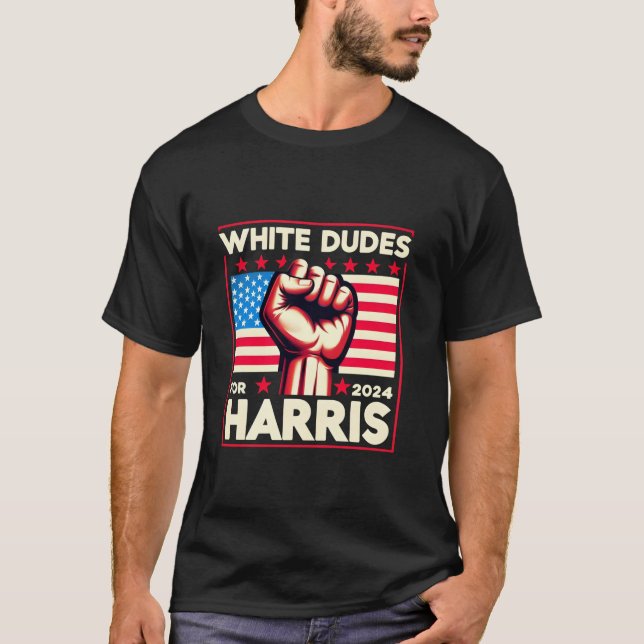 Camiseta White Dudes For Harris 2024 Kamala Harris 2024 Han (Frente)