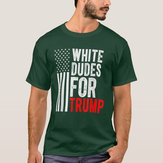 Camiseta White Dudes for Trump 2024 American Flag (Frente)