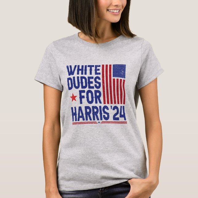 Camiseta White Dudes para a Eleição de Kamala Harris 2024 (Frente)