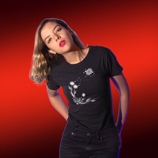 Camiseta White Flowers on Black t-shirt (Criador carregado)