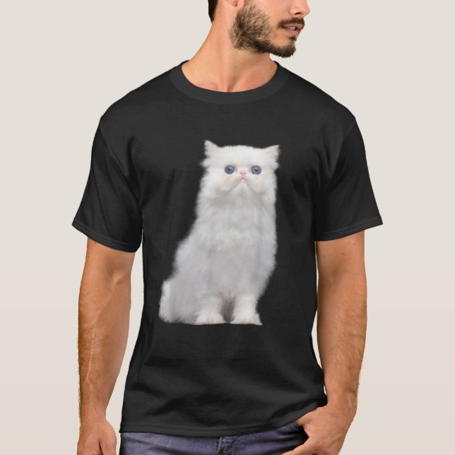 Camiseta White fluffy kitty with bright blue eyes  (Frente)
