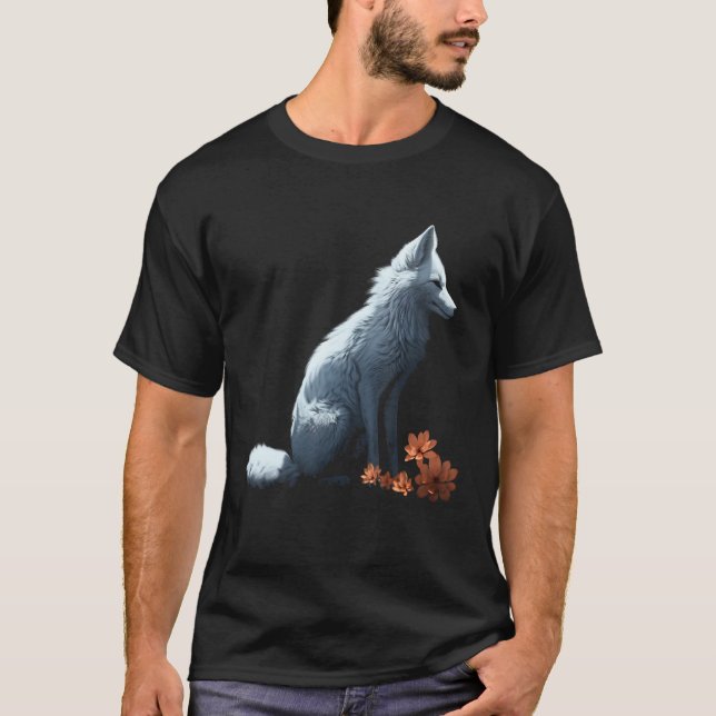 Camiseta White Fox Flowers  Animal Fox 2 (Frente)