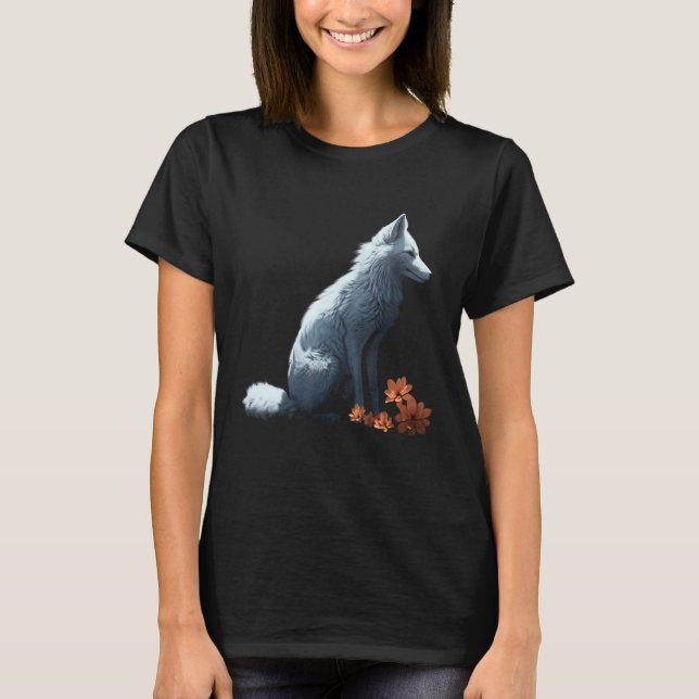 Camiseta White Fox Flowers  Animal Fox 2 (Frente)