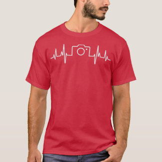 Camiseta White heartbeat and camera design for photographer