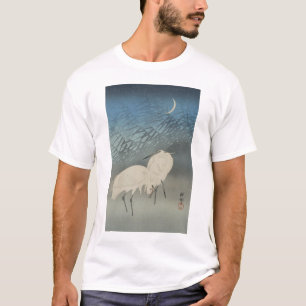 Camiseta White Herons e Lua, Ohara Koson