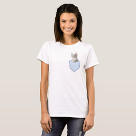 Camiseta White Kitten no bolso ilusão engraçada gráfico 3D