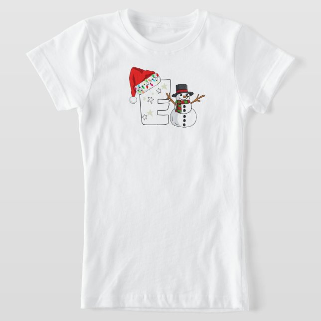 Camiseta White letter E christmas gift  (Postura )