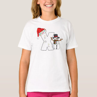 Camiseta White letter x christmas gift 