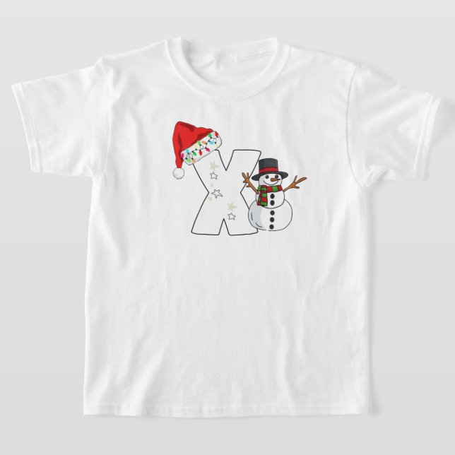 Camiseta White letter x christmas gift  (Postura )
