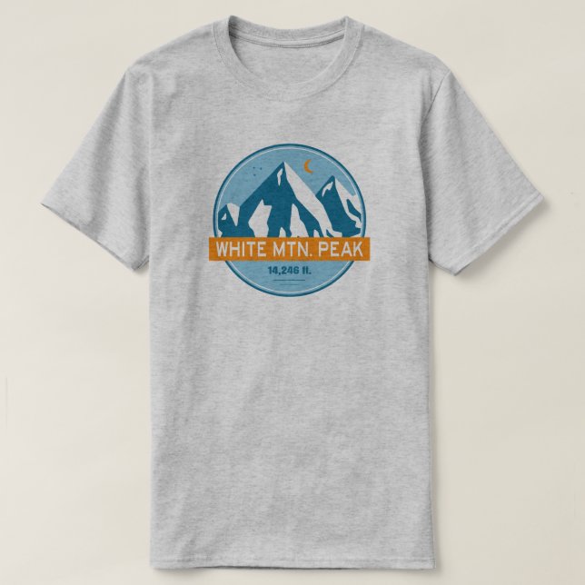 Camiseta White Mountain Peak California Stars Moon (Frente do Design)
