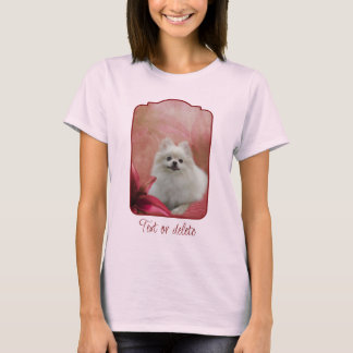 Camiseta White Pomeranian Dog Lily Flowers Animal Art
